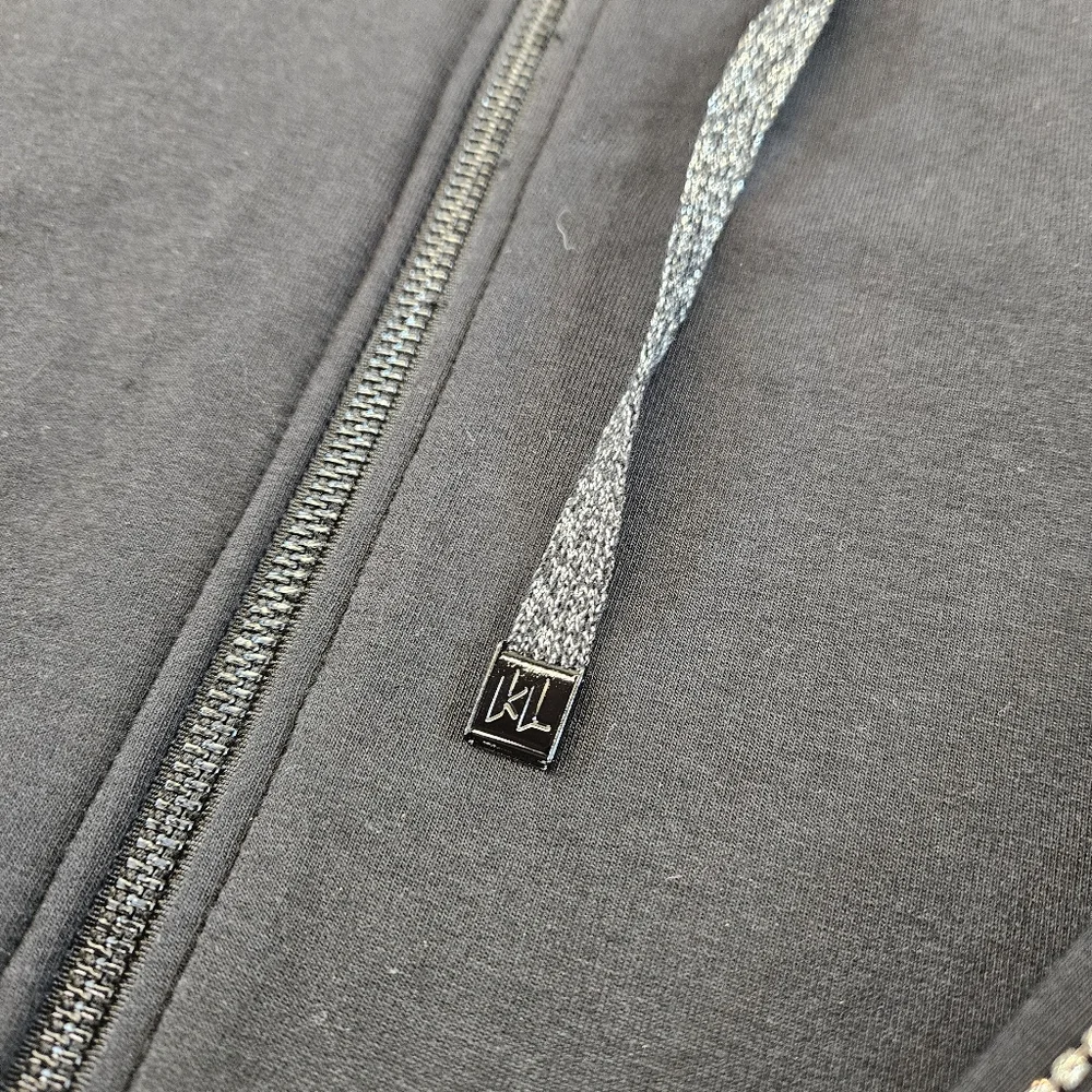Karl Lagerfeld Black Hoodie Full Zip Spellout Tape With Sparkles Womens Small - Picture 4 of 8